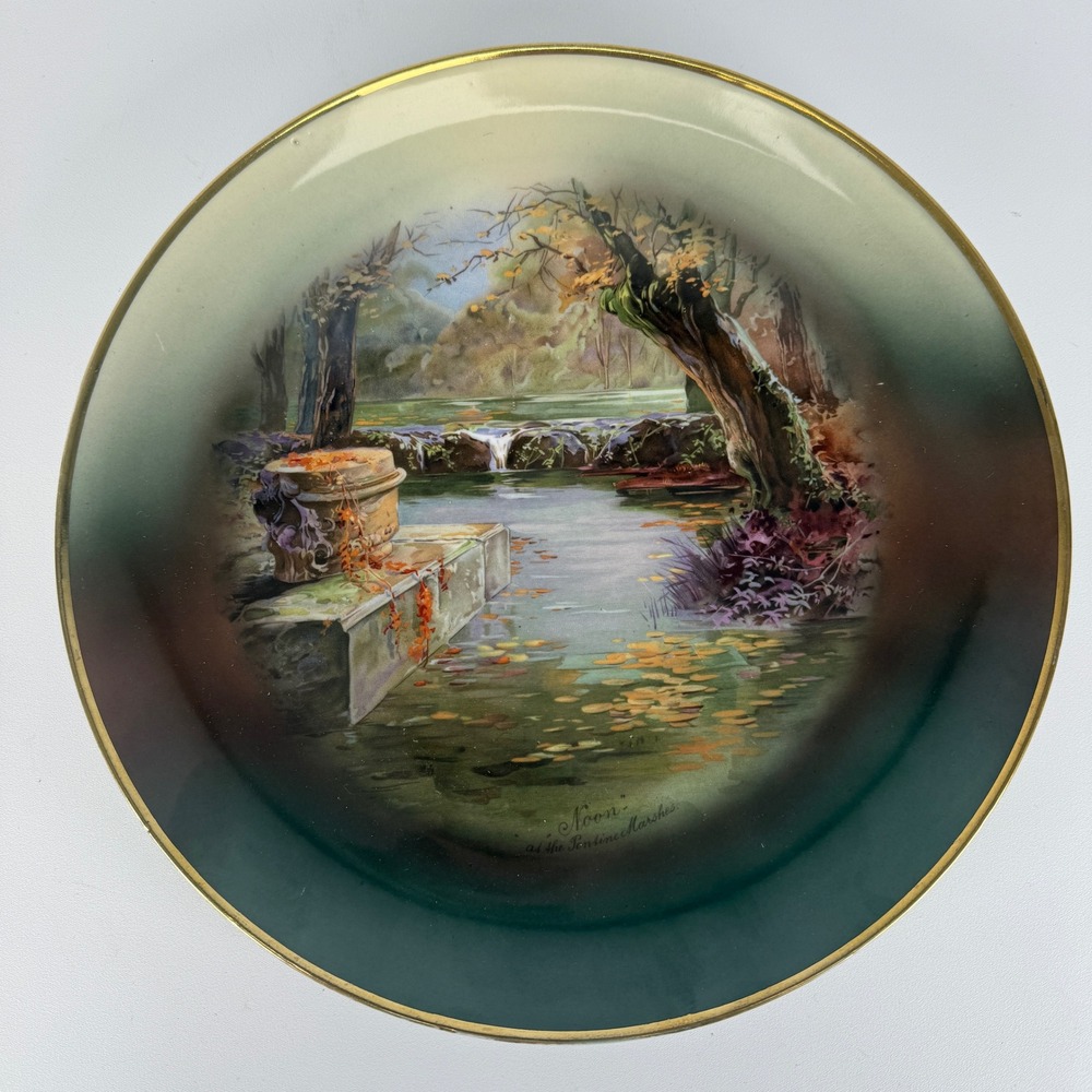 Antique Weimar Germany Noon at the Pontine Marshes Porcelain Cabinet Plate 12.5"